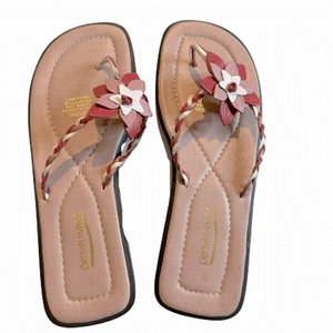 Denver Hayes Women's Braided Cord Flower Detail Flip Flops Sandals Size 9